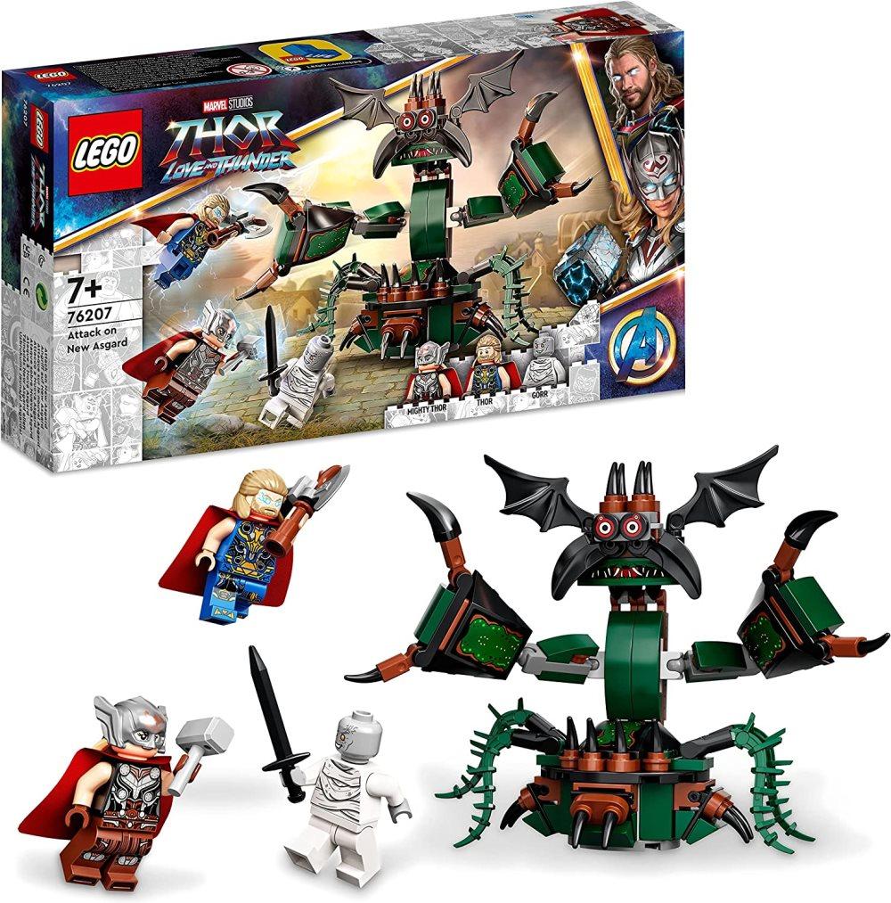 LEGO 76207 Marvel Attacken mot nya Asgård Byggsats med Thor, Mjölnir, Stormbreaker och en monsterfigur från filmen Love and Thunder