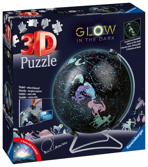 Stjernetegn globe, lyser i mørket, Puslespill 180 brikker, Ravensburger
