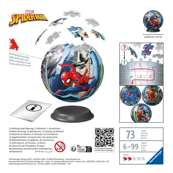 Puslespill Spider-Man 3D Ball 72 brikker, Ravensburger