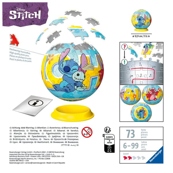 Disney Stitch 3D Pussel 72 bitar, Ravensburger