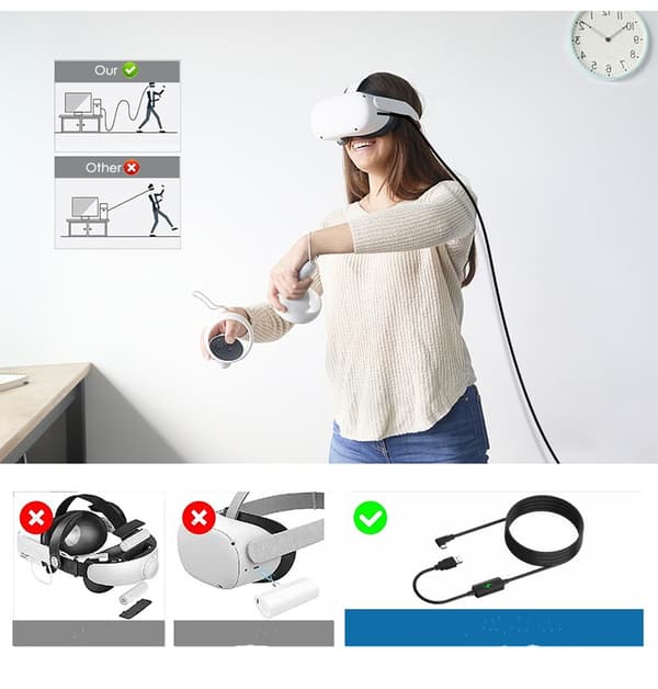 USB A til Type-C Link-kabel til Oculus Quest 1/2 5 m