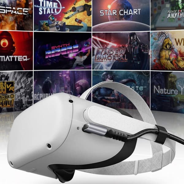 USB A - Type-C -linkkikaapeli Pikalataus Oculus Questille 1/2 5 m Musta