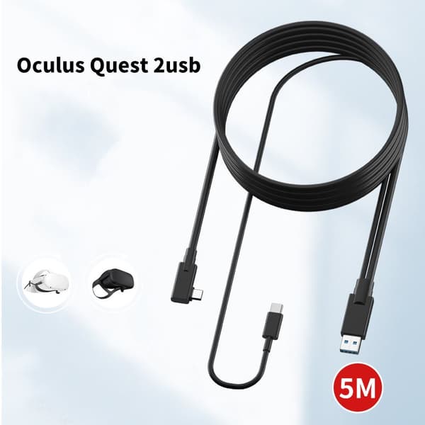 USB A - Type-C -linkkikaapeli Pikalataus Oculus Questille 1/2 5 m Musta