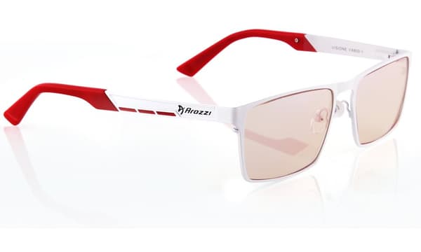 AROZZI herní brýle VISIONE VX-800 White/ bíločervené obroučky/ jantarová skla