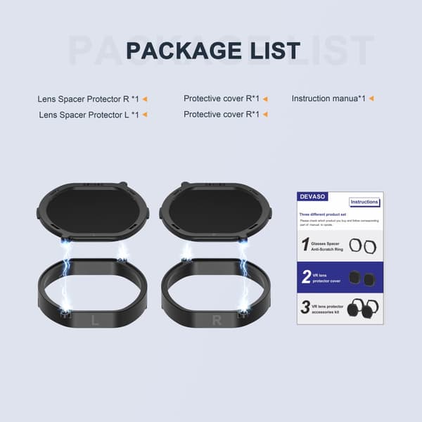 INF DEVASO PS VR2 linsebeskytter med hurtigutløser og magnetisk feste