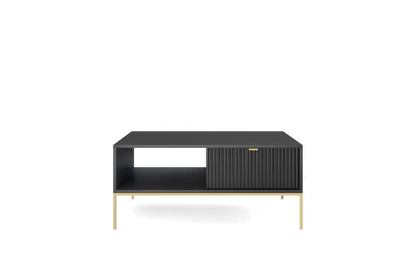 Soffbord: en låda, en hylla, Färg: svart, ramfärg: guld M: bredd: 104 cm, höjd: 46 cm, djup: 68 cm,