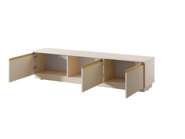 TV-kaappi: kolme ovea, kolme hyllyä, Väri: hiekkabeige, Kalusteen mitat: l: 181,5 cm, k: 42 cm, pituus: 39 cm,