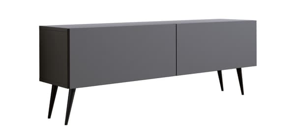TV-kaappi: kaksi ovea, kaksi hyllyä, Väri: antrasiitti, mustat jalat, Huonekalun mitat: l: 140 cm, k: 52 cm, s: 32 cm