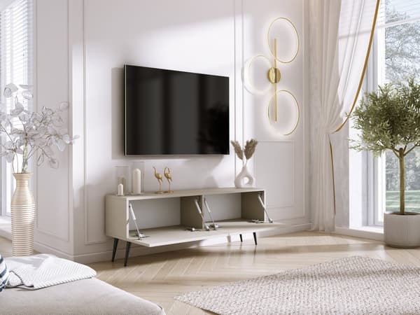TV-skåp: två dörrar, två hyllor, Färg: kashmir svarta ben, M: bredd: 140 cm, höjd: 52 cm, djup: 32 cm