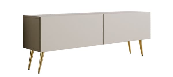 TV-kaappi: kaksi ovea, kaksi hyllyä, Väri: kashmir kultaiset jalat, Kalusteen mitat: l: 140 cm, k: 52 cm, s: 32 cm