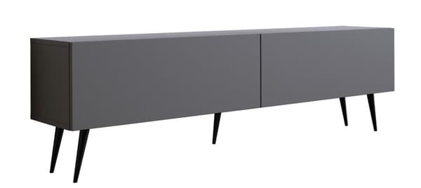 TV-skåp: två dörrar, två hyllor, Färg: antracit, svarta ben, M: bredd: 170 cm, höjd: 52 cm, djup: 32 cm