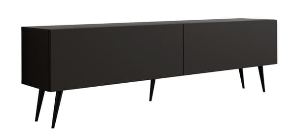 TV-kaappi: kaksi ovea, kaksi hyllyä, Väri: mattamusta, mustat jalat, Kalusteen mitat: l: 170 cm, k: 52 cm, s: 32 cm