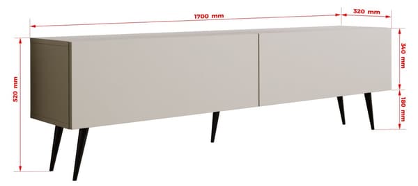 TV-skab: til låger, til hylder, Farve: kashmir varietet ben, Møbelmål: bredde: 170 cm, højde: 52 cm, bredde: 32 cm