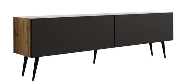 TV-skåp: två dörrar, två hyllor, Färg: Wotan ek / mattsvart, svarta ben, M: bredd: 170 cm, höjd: 52 cm, djup: 32 cm