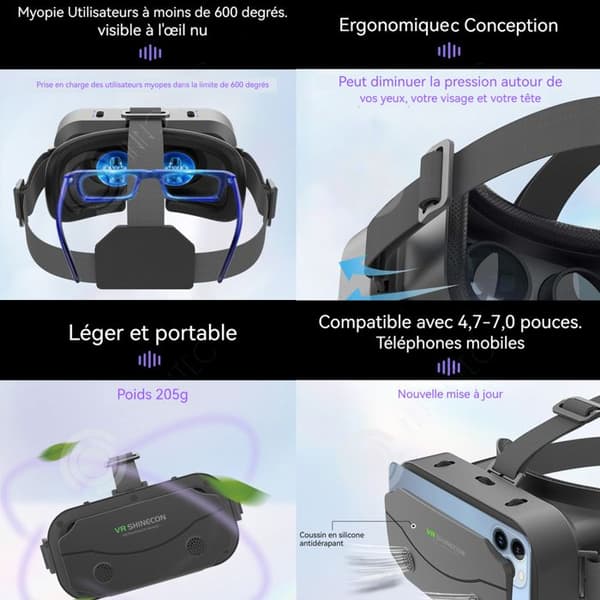 INN VR Headset G13 Huvudmonterat 3D-spelljud och video VR-glasögon Kompatibla mobiltelefoner Visuella effekter av snabbmeddelandefilmer