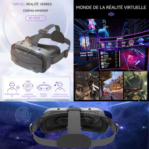 INN VR Headset G13 Huvudmonterat 3D-spelljud och video VR-glasögon Kompatibla mobiltelefoner Visuella effekter av snabbmeddelandefilmer
