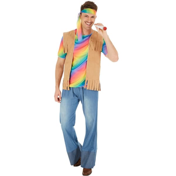 Hippie Peace kostume flerfarvet XL