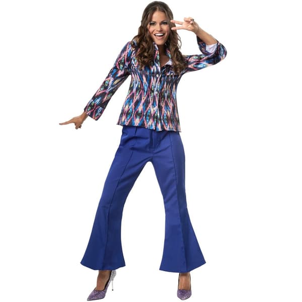 Disco queen kostume Blå XXL