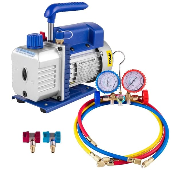 Vakuumpump, Flödeshastighet, 2-vägs manifoldmätare,EU, 1.8CFM 1-4HP Mätare