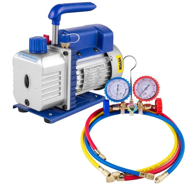 Vakuumpump, Flödeshastighet, 2-vägs manifoldmätare,EU, 1.8CFM 1-4HP Mätare