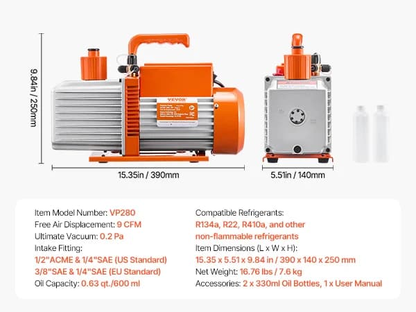 VEVOR Imupumppu,9CFM 1HP 2 Vaihe