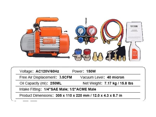 HVAC Vakuumpumpe, 3,5 CFM, 4 CFM, 40 Mikron,3.5CFM A2L, EU