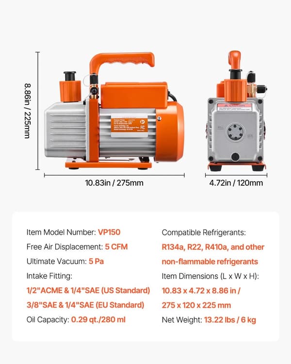 Imupumppu, Tehokas Toiminta, Monipuolinen Yhteensopivuus,EU, 5CFM 1-2HP 1 Vaihe