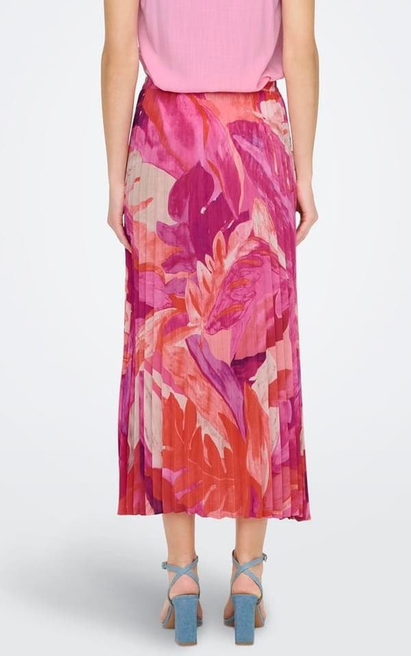 Only - onlAlma Poly Plisse Skirt Santorini Palm Print