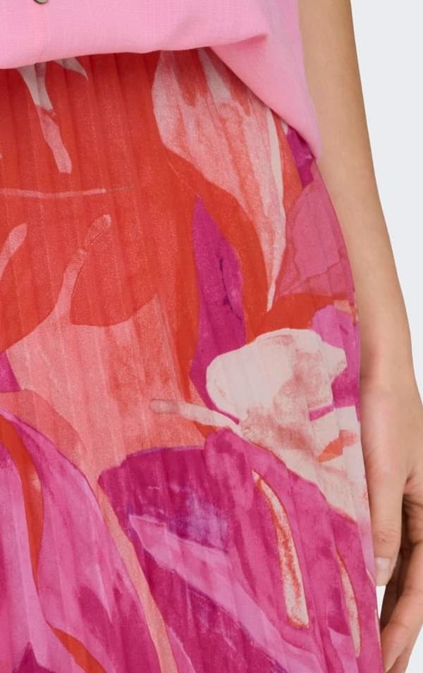 Only - onlAlma Poly Plisse Skirt Santorini Palm Print