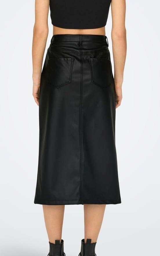 Only - onlKiri HW Slit Faux Lea Skirt