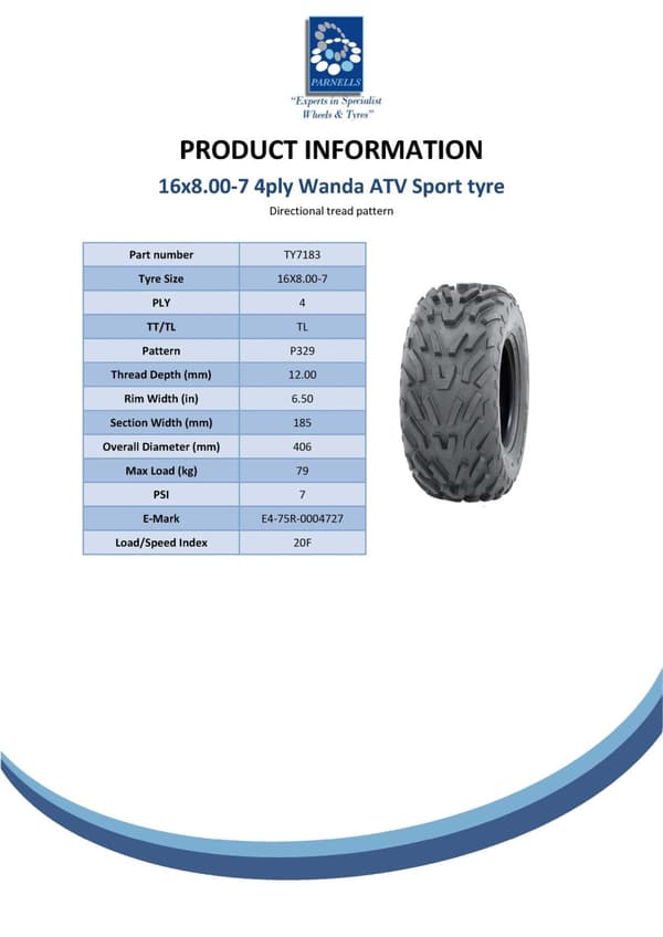16x8.00-7 quad ATV-däck, 16 x 8-7 ATV E-märkt väglagligt däck 7 tum, uppsättning om 2