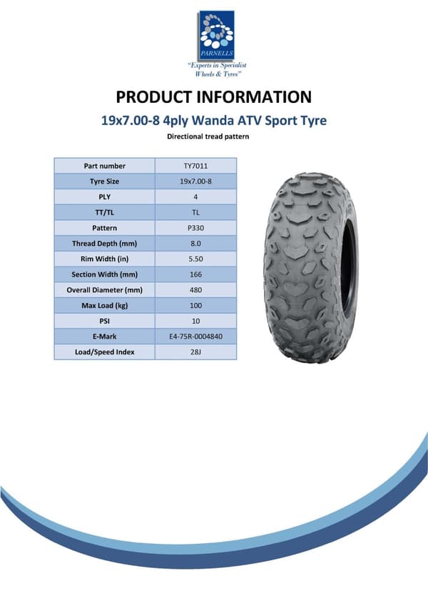19x7.00-8 quad ATV rengas Wanda P330 19x7-8 ATV E merkitty tie laillinen quad renkaat