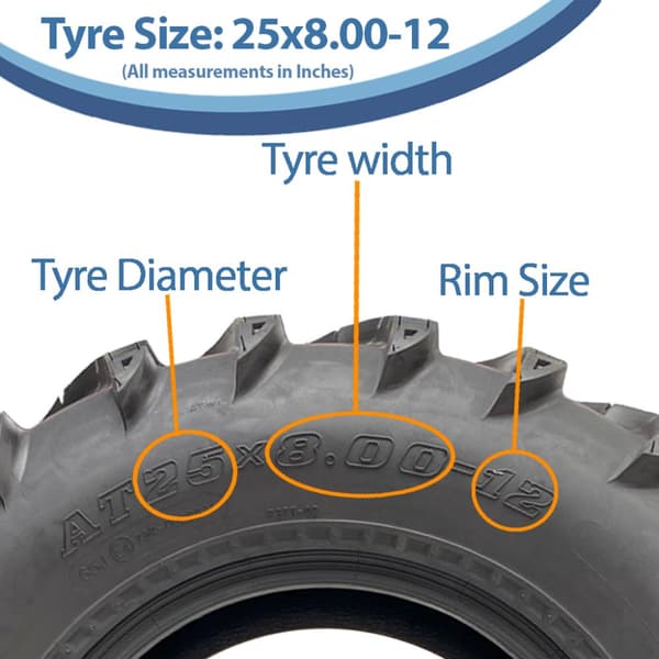 25x8.00-12 ATV Quad Däck 6ply 14psi Wanda P377 Road Legal Däck 65J (uppsättning av 2)