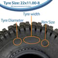 Pikkukuva 5 / 9: 22x11.00-8 quad ATV rengas, 22 11 8 ATV renkaat Wanda P308 E merkitty tieliikennelain mukainen rengas.