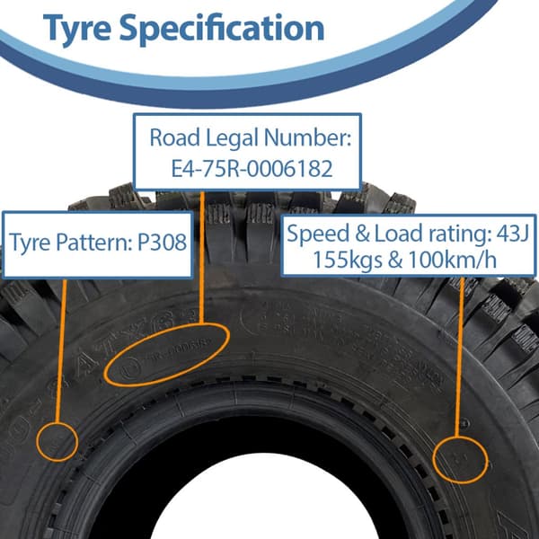 22x11.00-8 quad ATV rengas, 22 11 8 ATV renkaat Wanda P308 E merkitty tieliikennelain mukainen rengas.