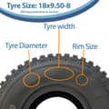 Miniatyrbillede 5 af 9: 18x9.50-8 Knobby ATV-dæk, ATV Quad trailerdæk, P322, 18 950 8 dæk sæt af 2