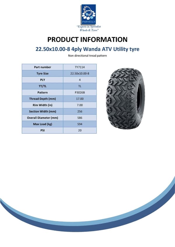 22.5x10.00-8 ATV-dæk, græspleje, plæneklipper UTV-dæk, 22.5 10 8, 4-lags dæk