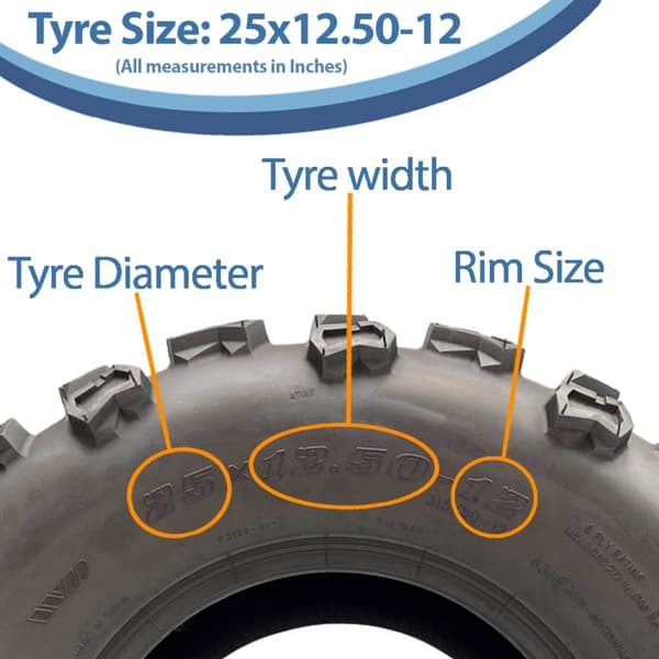 25x12.50-12 ATV Quad Däck 6ply Wanda E-Marked Road Legal 315/50-12 (Set om 3)