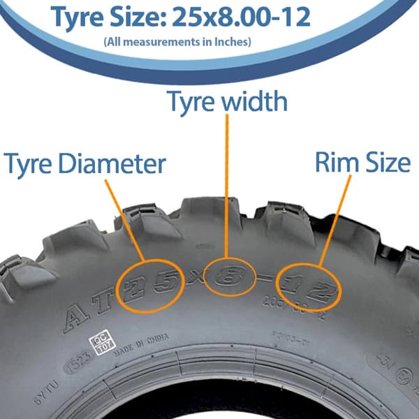 25x8.00-12 Quad ATV renkaat 6ply Wanda P3103 E-Marked Road Legal Renkaat (3 kpl)