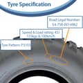 Pikkukuva 6 / 9: 25x8.00-12 Quad ATV renkaat 6ply Wanda P3103 E-Marked Road Legal Renkaat (3 kpl)