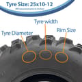 Miniatyrbillede 5 af 9: 25x10.00-12 Quad ATV Dæk 6ply Wanda P3103 E-Marked Road Legal Tubeless Dæk