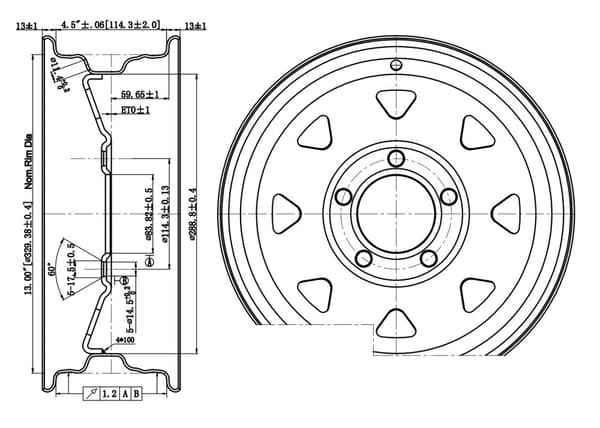 13" trailerfælg 5 stud 4.5" PCD spoked til bådtrailer vejskilte trailere