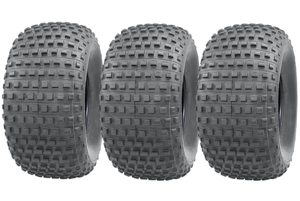 25x12.00-9 Knobby ATV Quad Dæk 4ply John Deere Gator Road Legal Dæk (Sæt med 3)