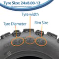 Miniatyrbillede 5 af 9: 24x8.00-12 Quad ATV-dæk 6ply Wanda P3128 E-Marked Road Legal 40J (sæt med 2)