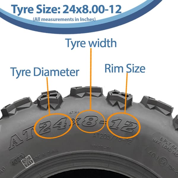 24x8.00-12 Quad ATV-dæk 6ply Wanda P3128 E-Marked Road Legal 40J (sæt med 2)
