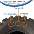 Pikkukuva 5 / 9: 24x10.00-11 Quad ATV renkaat 6ply Wanda P3128 E-Marked Road Legal renkaat (2 kpl)