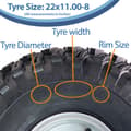 Miniatyrbillede 4 af 9: 22x11.00-8 Utility ATV-dæk P334 Grass Wheel 4ply 100mm PCD stålfælg (sæt med 2)