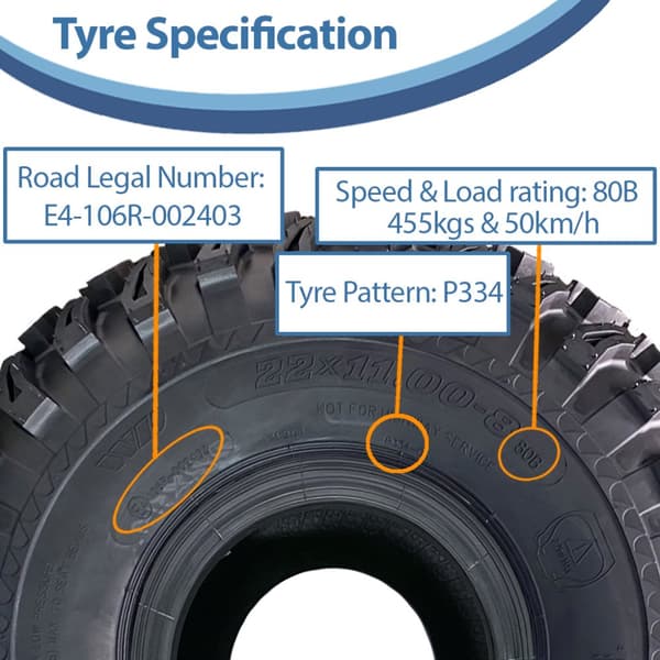 22x11.00-8 Utility ATV-dæk Grass Mower 4ply Road Legal Wanda P334 (sæt med 2)