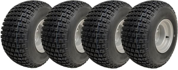 18x9.50-8 ATV Knobby dæk monteret på 4 Stud 100mm PCD Rim Wanda P322 (Set of 4)