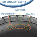 Miniatyrbillede 5 af 9: 25x10.00-12 (255/65-12) ATV-dæk 6ply WP08 OBOR Beast 54N Road Legal (sæt med 3)